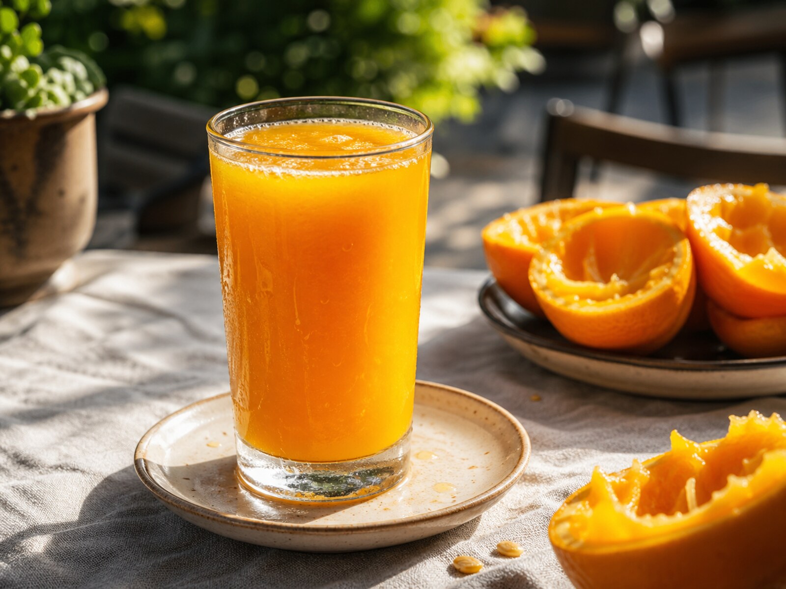 Jugo natural de naranja servido en vaso